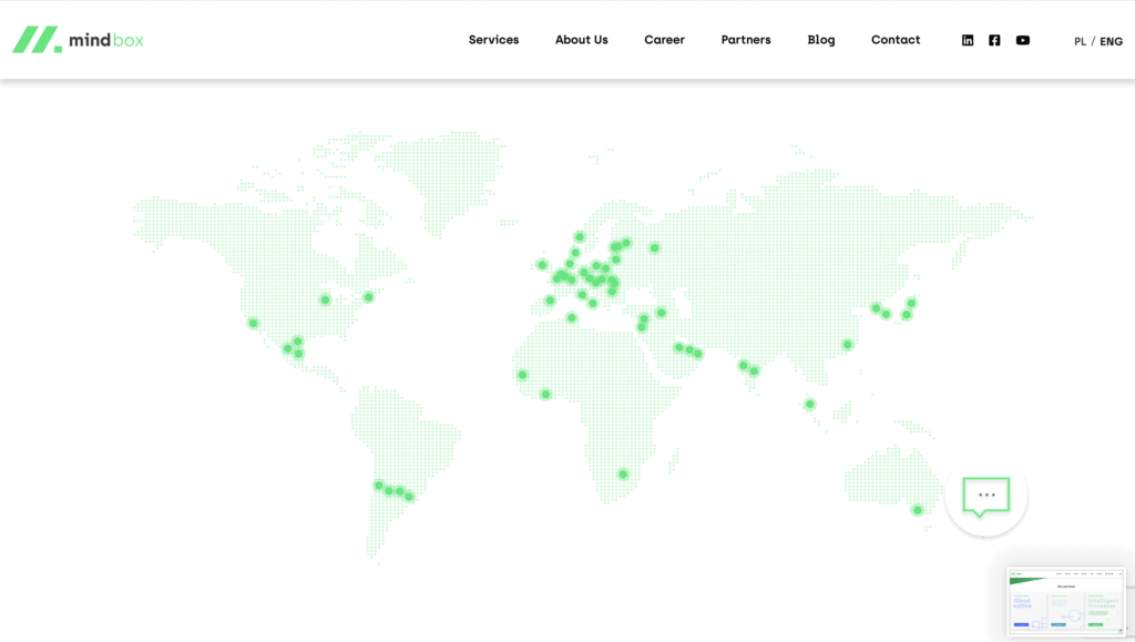 Mapa na korporacyjnej stronie internetowej Mindbox