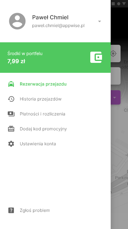 Interfejs użytkownika aplikacja MobilGO